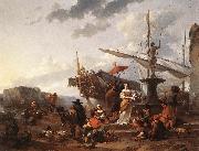 BERCHEM, Nicolaes A Southern Harbour Scene China oil painting reproduction
